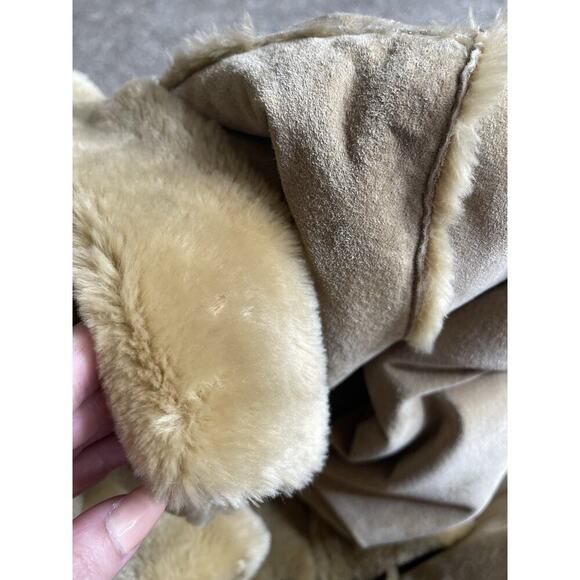 Marvin Richard’s Suede Leather Faux Fur Trim Tan Coat Size Large Y2K Vintage - Picture 9 of 11
